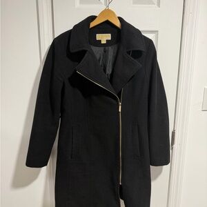 Michael Kors Black Trench Coat with Gold Zipper